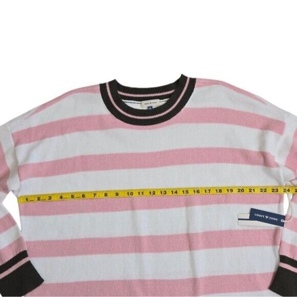 Court & Rowe pink and white striped contrast hem drop shoulder sweater 2X - Picture 9 of 11